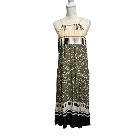 Prana Parisol Pocketed Scandi Chic Midi Dress Cargo Canopy Green & White Size XS - Picture 5 of 9